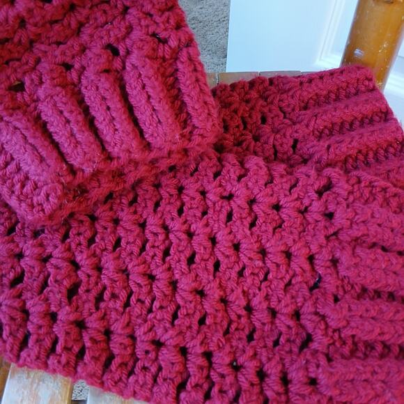 Cherry Red Leg Warmers OSFM crochet warm thick chunky over th knee dance premade - Picture 5 of 8